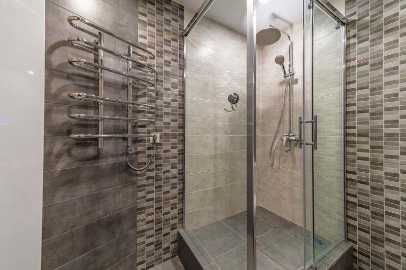 Contemporary Shower with Built-In Shelves